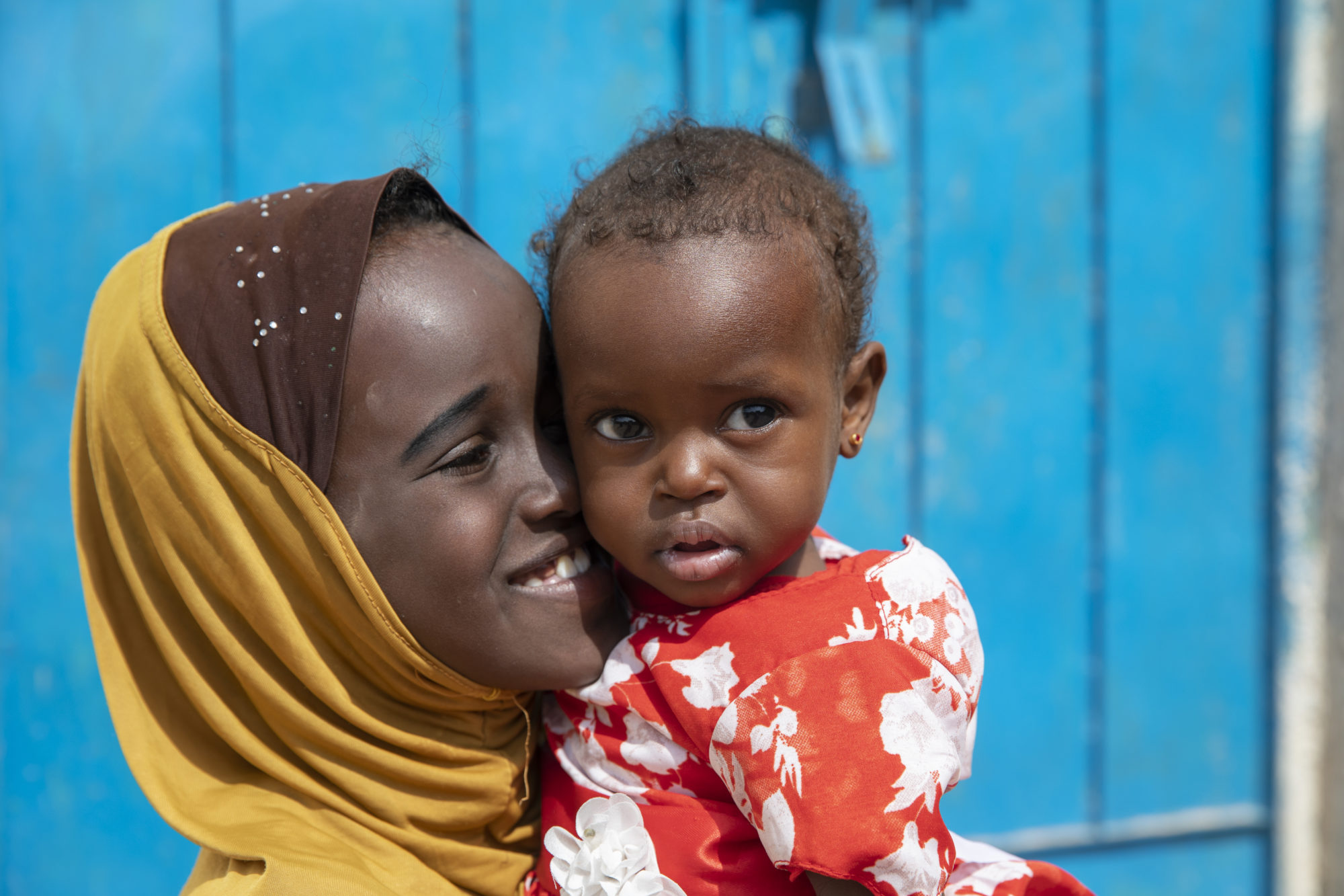 Fatun* and her sister Fatima*, on Fatima's first day back home after returning from the Stabilisation Centre.