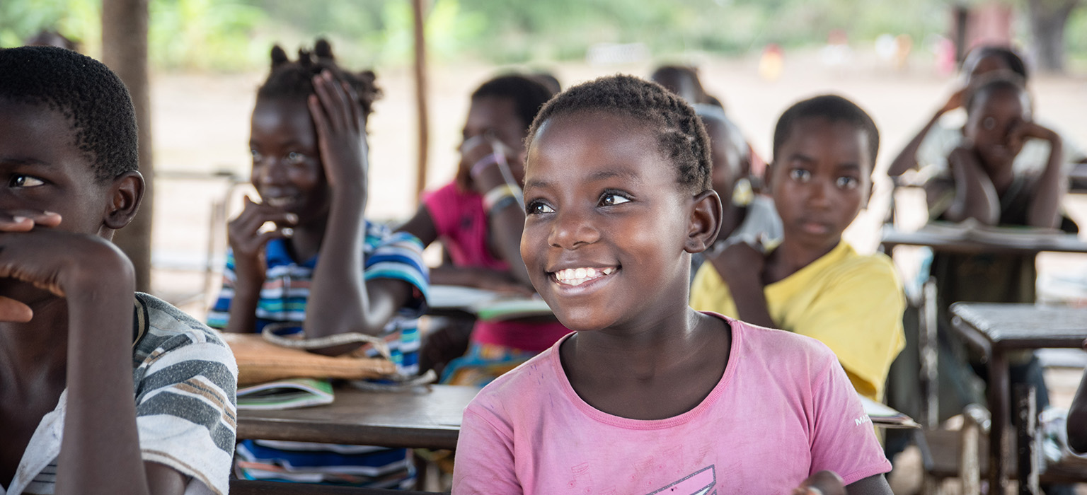 Children at school in Mozambique continue their education after cyclone Idai