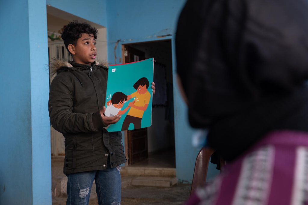 Adam, 14, takes part in a Child’s Rights and Governance session at a Save the Children supported education centre in a Palestinian camp in the south of Lebanon