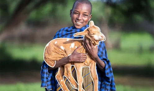 Gifts of Joy image showing a boy holding a goat.